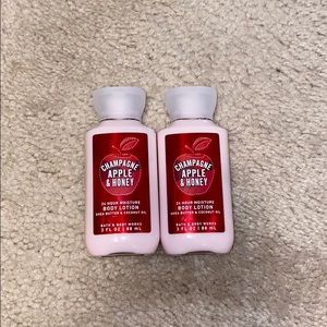 Two champagne apple and honey mini body lotions